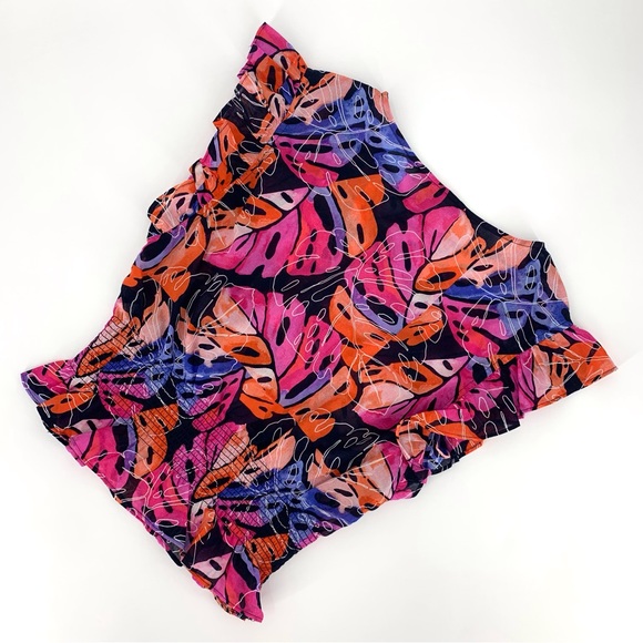 Tommy Hilfiger NWT Leaf Print Flutter Sleeve Smock Waist Blouse, XS - Picture 2 of 16